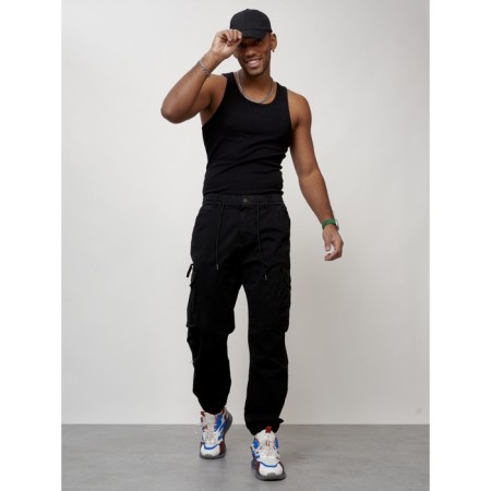 Cargo jeans male, size 44, black color-8