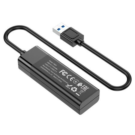 Adapter Hoco HB25, 4 V 1, USB To USB3.0/USB2.0*3, cable length 30 cm, black-3