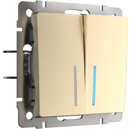 Two-valve switch with WL11-SW-2G-LED backlighting, champagne color-1