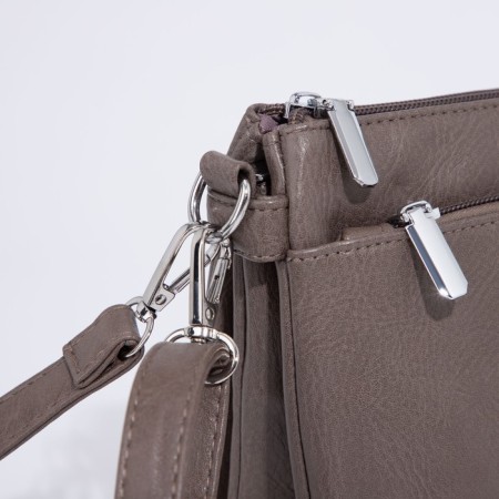 Bag Cross-Bodi with a zipper, khaki color-5