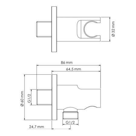 Shower hose connection Wasserkraft A099, watering machine holder, brass, nickel-1