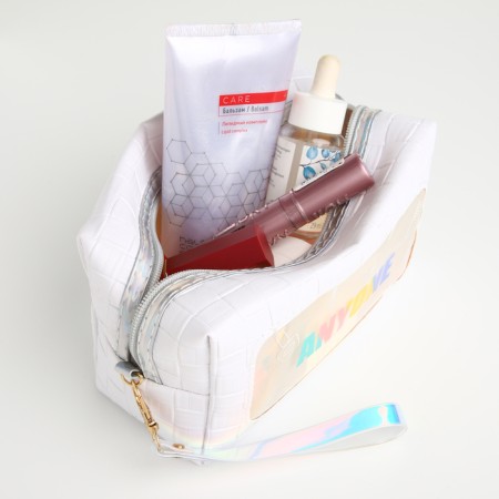 Cosmetic bag with lightning, white color-4