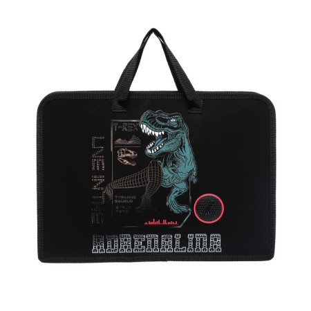Folder with A4 handles, 340 x 245 x 75 mm, plastic, PT-14-4-12 "cyber dino" (volumetric 3D-risun with a metallic effect) 71213