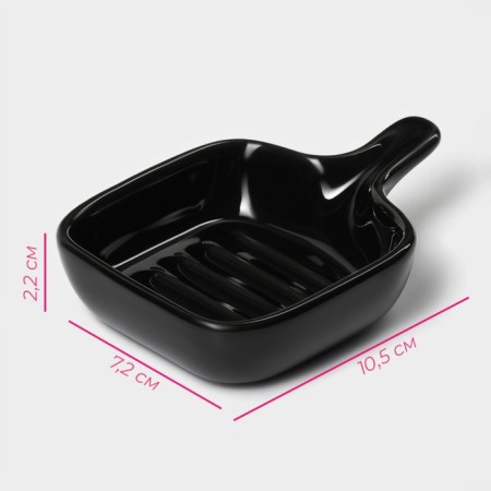 Ceramic sauce with the handle of the frying pan, 50 ml, 10.5 × 7.2 cm, black color is black-2