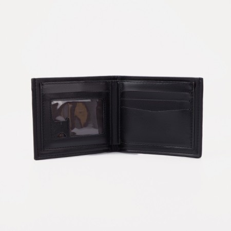Male purse without fastener, department for bills, for maps, black color-2