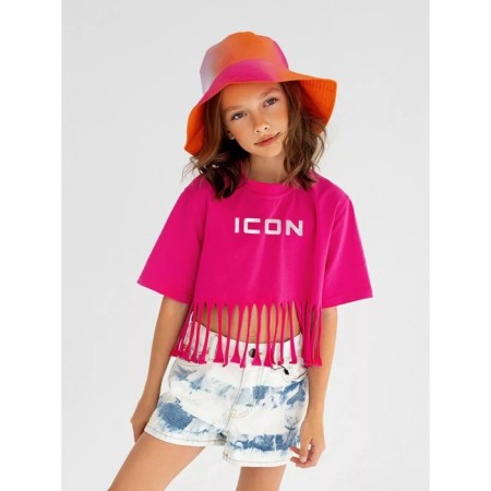 T -shirt for girls, height 146 cm, fuchsia color-6