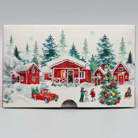 Folding box for 4 cupcakes with the window “Happy New Year!”, 16 x 16 x 10 cm, New Year-4