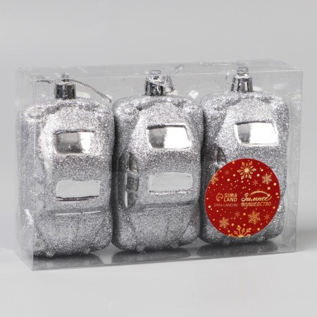 Set of jewelry plastic 3 pcs "Machines" 9x3.5 cm, silver-1