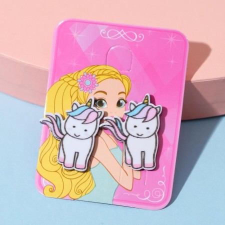 Children's earrings "chosen" unicorns, colored in silver-3