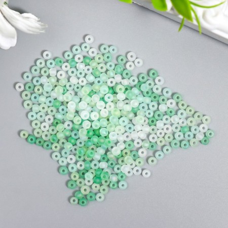 Glass 8/0 "Matte translucent. Green melange" 10 g