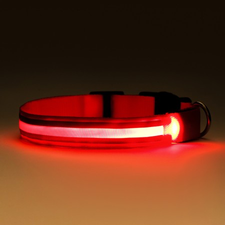 Collar with backlight double strip size XL, Osh 52-60 x 2.5 cm, 3 glow modes Red 97722-11