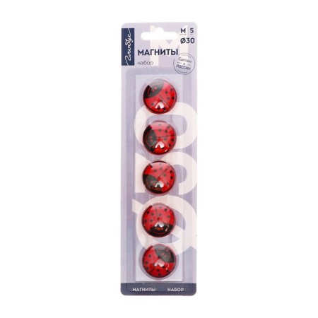 Magnets for boards 30 mm, 5 pieces, "ladybug" red-3