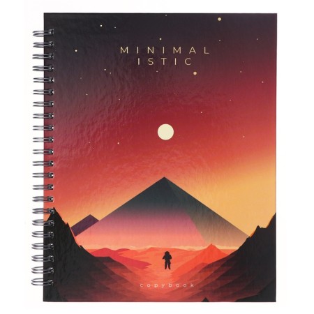 A notebook of 96 sheets in a cage on the crest of Minimalistic, a hard cover, glossy lamination, foil embossing, mix-6