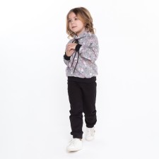 Suit for a girl (sweatshirt, trousers), gray/bunnies, height 98 cm
