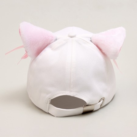 Baby cap for a girl "cat" with ears, white color, rr 52-54, 5-7 years old-6