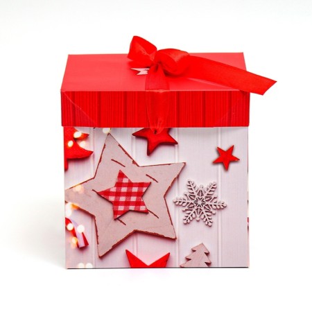 New Year. Box a gift New Year's folding "Stars New Year" 15x15x15 cm.-1
