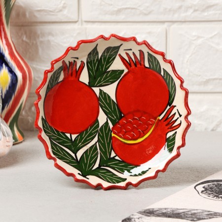 Plate of the Rishtan ceramics "Grenates", 15 cm, corrugated-3