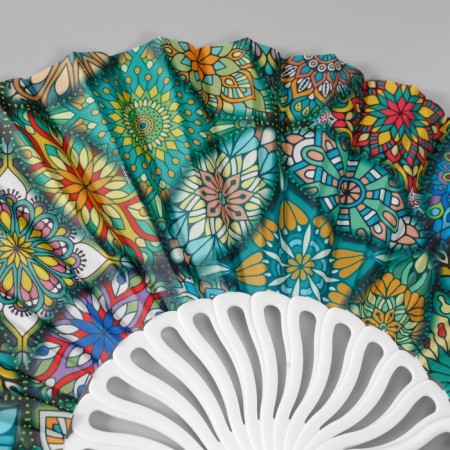 Fan plastic, textiles "Eastern ornament" MIX 23 cm-3