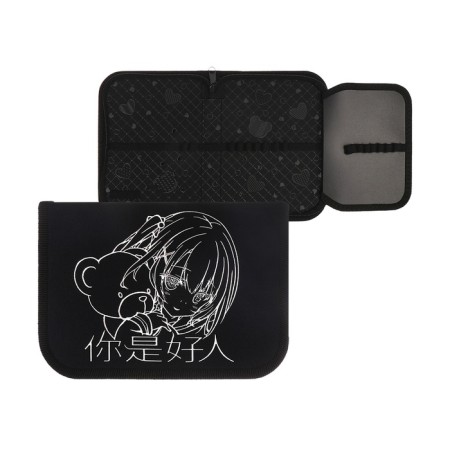 Penal 1 section 130 x 190 x 30 mm, with a folding bar, PCT 07-22-19 "Anime with a bear" laminated cardboard, a drawing with a metallic effect