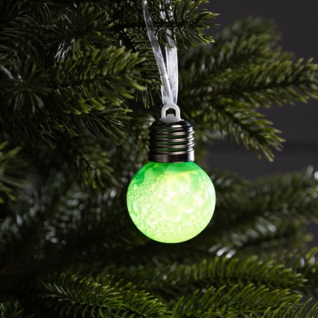 Christmas ball "Winter pattern green" d = 5 cm, 1 LED, AG13X3 (in the set), glow warm white