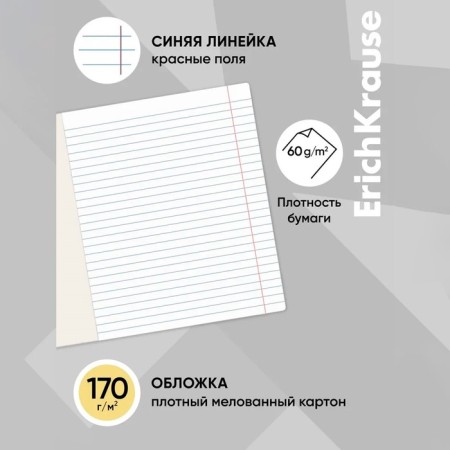 Notebook of 12 sheets in the Erichkrause Ruler Magic line, covered cartoon, block offset, 5V, mix-16