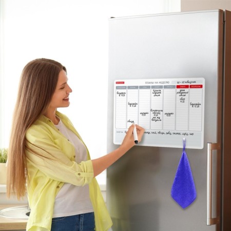 Planing for the refrigerator magnetic for a week 42 x 30 cm, Brauberg, with marker and salph-2