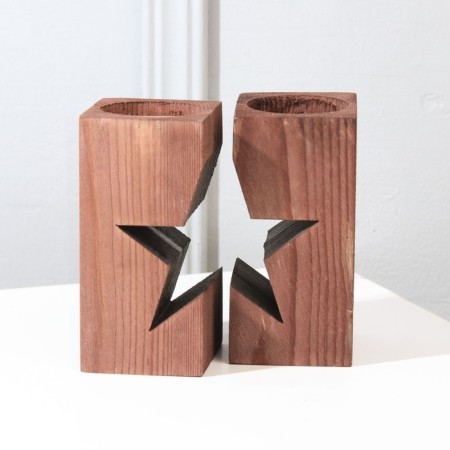 Summary of the wooden "Star Night", Diam. under the candle = 4 cm., 9.5 x 5.5 x 10 cm.-1