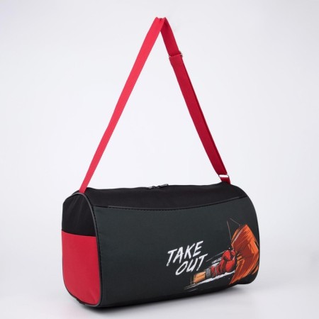 Children's sports bag for a Take Out boy on a zipper, external pocket, black color-1