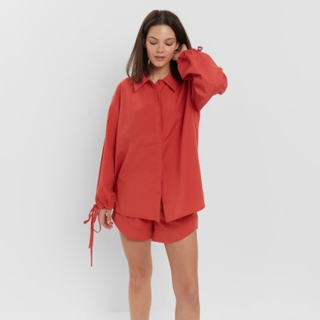 Women's costume (blouse, shorts) minku: casual collection color red, size 46-4