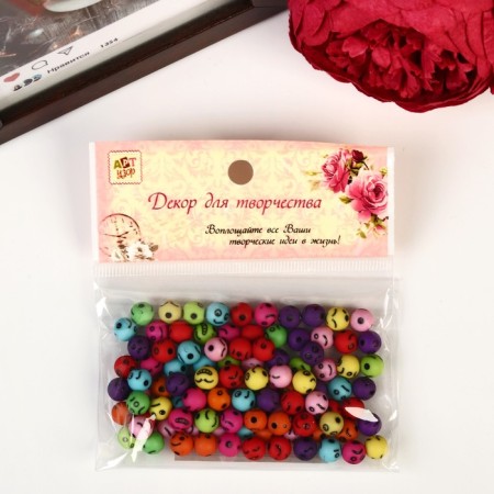 Beads for creativity plastic "Smiley" set of 100 pcs 0.6x0.6 cm-3