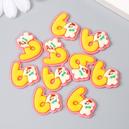 Decor for creativity "Number 6 with an animal" set 10 pcs 1.9x2.1 cm-2