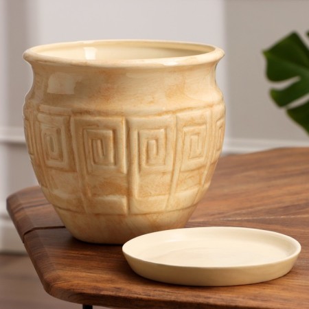 Set of pots 3pcs. "Meander" beige 10l, 3l, 1.2l-2