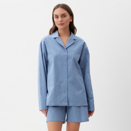 Пижама женская (рубашка и шорты) KAFTAN "Basic" р.48-50, голубой