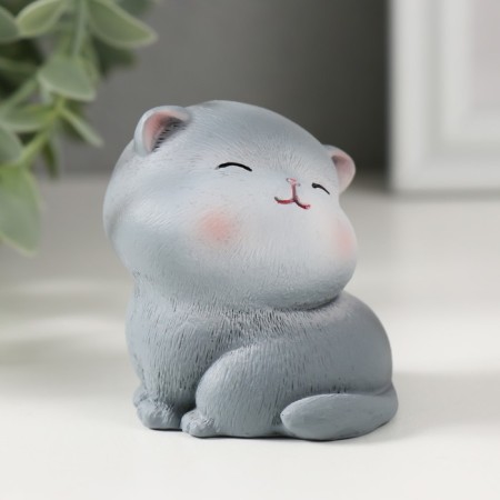 Souvenir Polystone "Satisfied Gray Cat" 6x5.5x6.5 cm-1