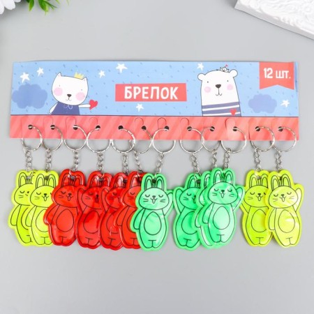 A keychain plastic reflective "Bunny - Hello!" Mix 6.7x4.1 cm-1