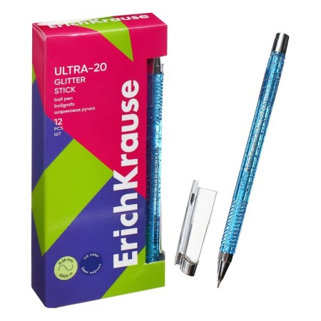 Ballic handle, Erichkrause, Ultra-20 Stick Glitter Node 0.7 mm color blue-4