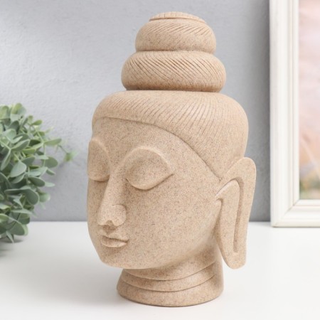 Souvenir Polystone Bust "Buddha's head" Sand 14.5x13x26 cm-3