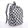 School backpack from textiles with a zipper, 4 pockets, black/white color