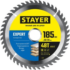 Диск пильный STAYER 3682-185-30-48_z01, по дереву, точный рез, 48T, 185 х 30/20 мм
