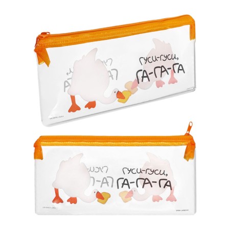 Penal soft, 1 compartment, 95 x 205 mm, flat, PVC, calligrata "geese-gushi"-1