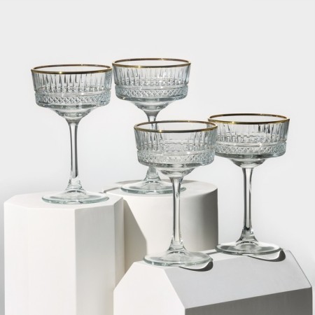 A set of glasses glass Elysia, 260 ml, 4 pcs, with a golden border