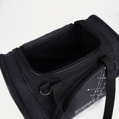 Sports bag, 3 parts on zippers, external pocket, black color-2