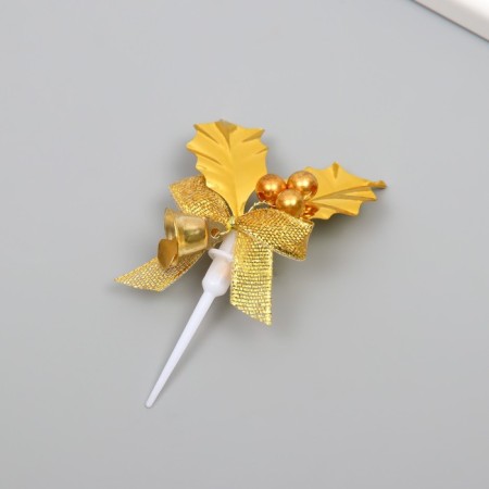 Decor for creativity "Leaves with berries and bell" gold-1
