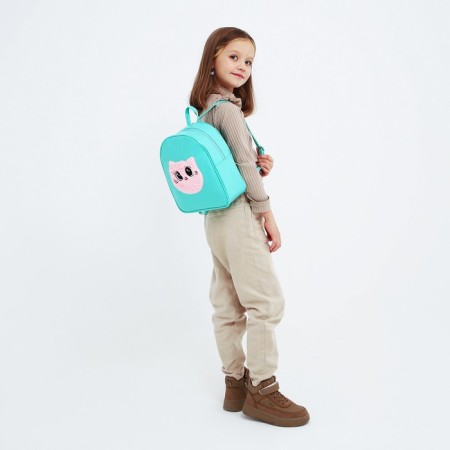 Baby backpack for artificial leather girl "Kitik", plush strip, 27x23 x 10 cm-8