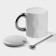 Ceramic mug with a spoon "Stylish Bear", 320 ml, white color