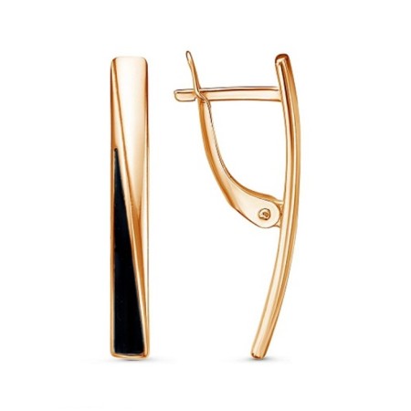 Earrings "Line", pink gilding, black color