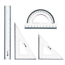 Geometric set, line 30cm, 2 squares, transporter
