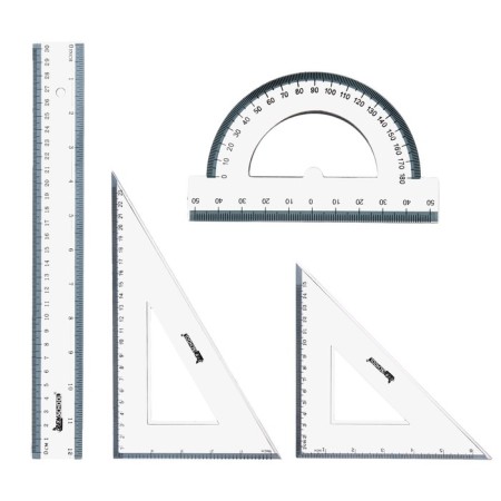 Geometric set, line 30cm, 2 squares, transporter