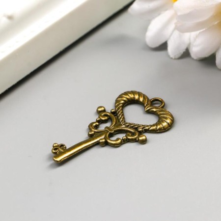 Decor Metal for creativity "Key to the heart" under brass (SK1823) 4x2 cm-1