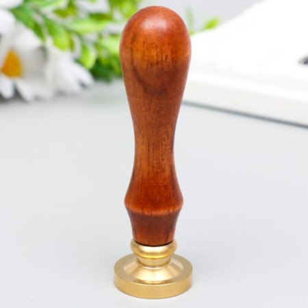 Printing for wax with a wooden handle "Heraldic lily with flowers" 9x2.5x2.5 cm-2